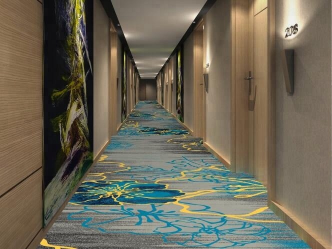 Natural Floral Design Nylon Printed Hotel Corridor Carpet Fire ...